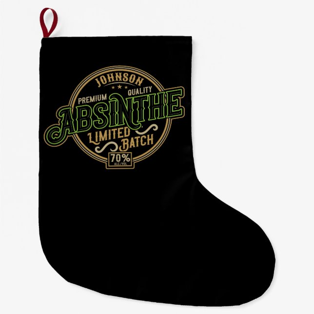 Personalised Absinthe Herbal Spirit Liquor Label Large Christmas Stocking (Front)