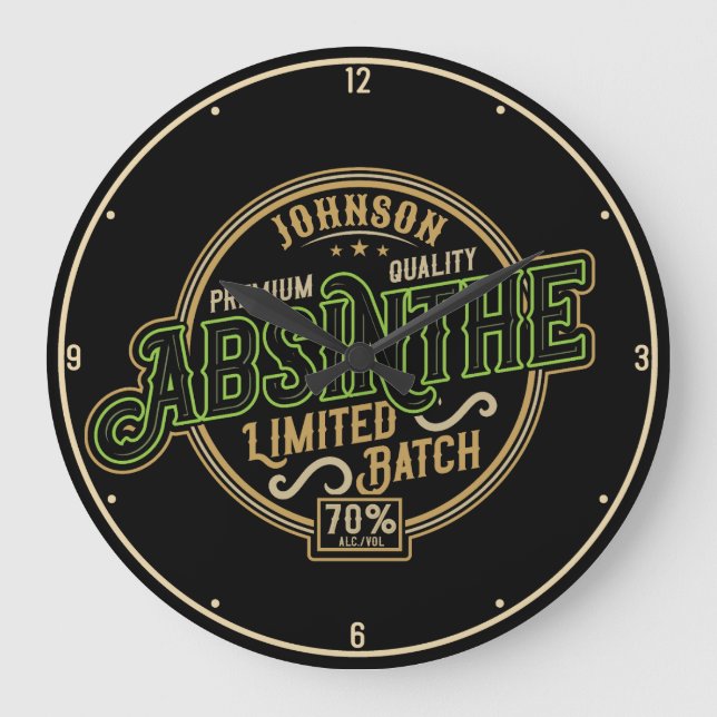 Personalised Absinthe Herbal Spirit Liquor Label Large Clock (Front)