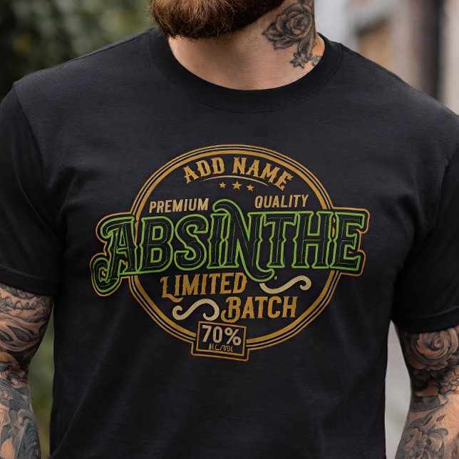 Personalised Absinthe Herbal Spirit Liquor Label T-Shirt (Creator Uploaded)