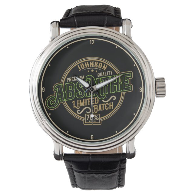 Personalised Absinthe Herbal Spirit Liquor Label Watch (Front)