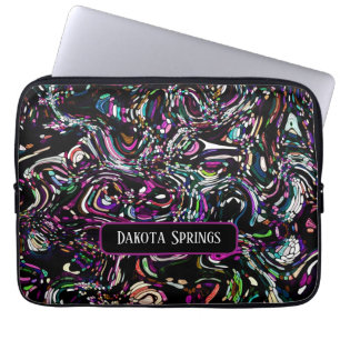 Personalised Abstract Art Black Swirl Purple Laptop Sleeve