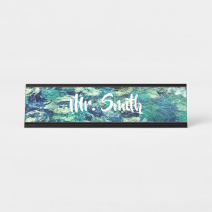 Personalised Abstract Art Paint Water Photo Desk Name Plate