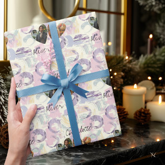 Personalised Abstract Art with Photos and Names Wrapping Paper