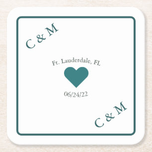 Personalised Abstract Blue & White Square Paper Coaster