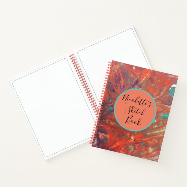 Personalised  Abstract Bold Orange Painting  Notebook (Inside)
