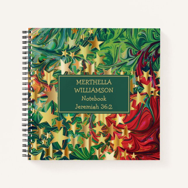 Personalised Abstract CHRISTMAS STARS Notebook (Front)