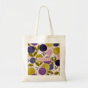 Personalised Abstract Circles in Plum and Olive Tote Bag