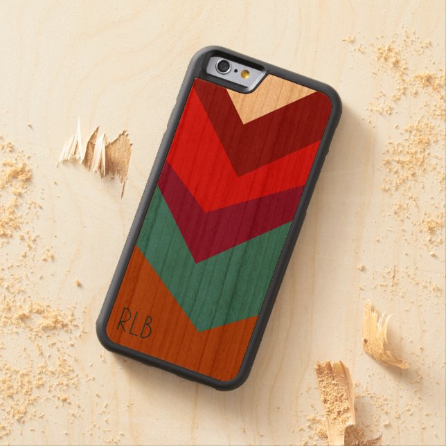 Personalised Abstract Colourful Geometric Carved Wood iPhone Case (In Situ)