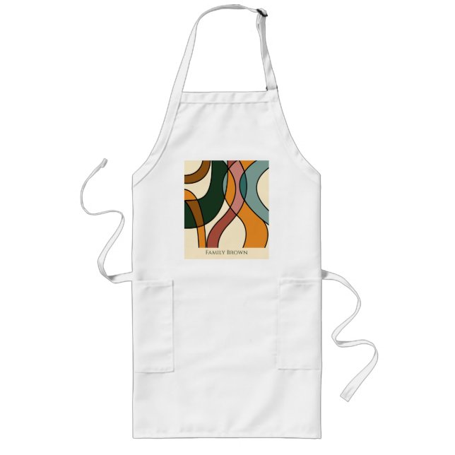 Personalised Abstract Family Name Pocket  Long Apron (Front)