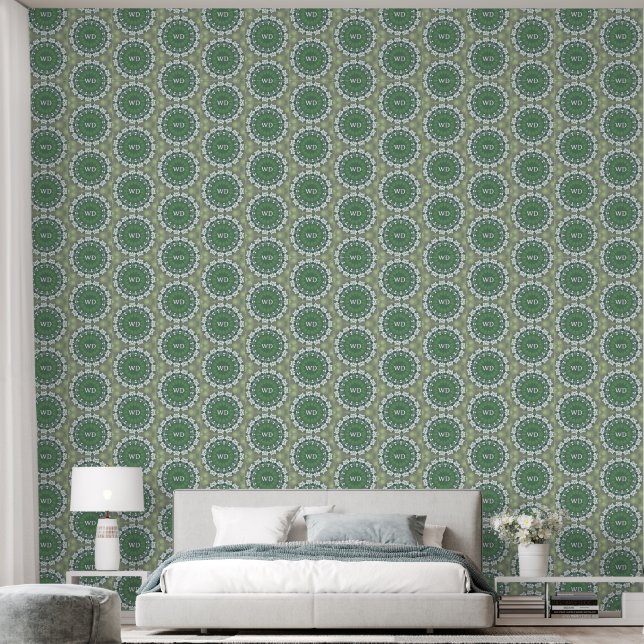 Personalised Abstract Floral Elegant Spring Green Wallpaper (Bedroom)