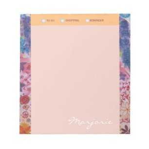 Personalised Abstract Flower Shopping List Notepad
