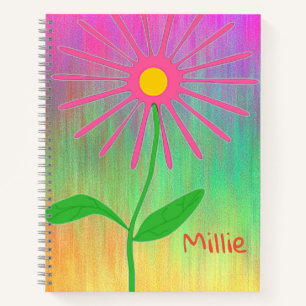Personalised Abstract Flower Spiral Notebook 