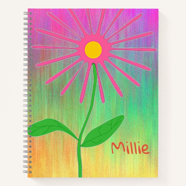 Personalised Abstract Flower Spiral Notebook  (Front)