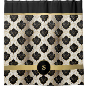 Personalised Abstract Gold & Black Shower Curtain
