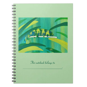 Personalised Abstract Green Chameleon Notebooks