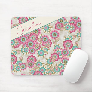 Personalised Abstract Japanese Flowers Art Mouse Pad