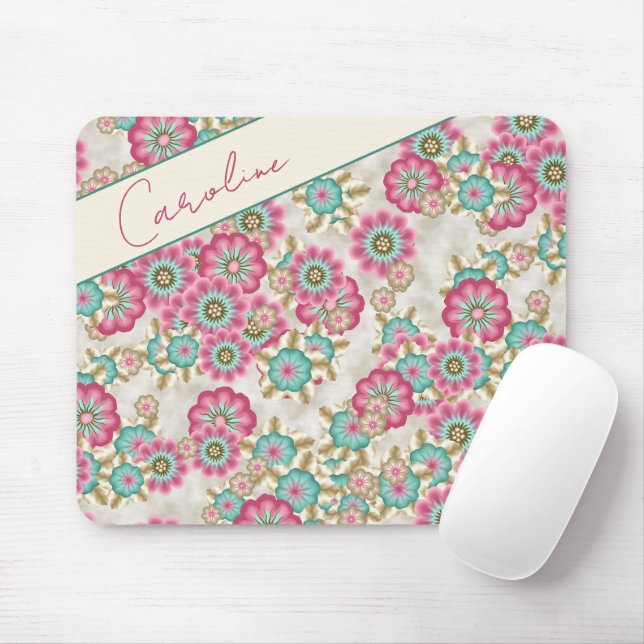 Personalised Abstract Japanese Flowers Art Mouse Pad (With Mouse)