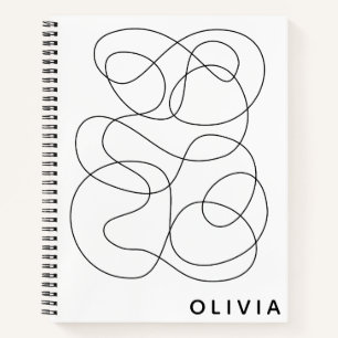 Personalised Abstract Minimalist Black and White Notebook