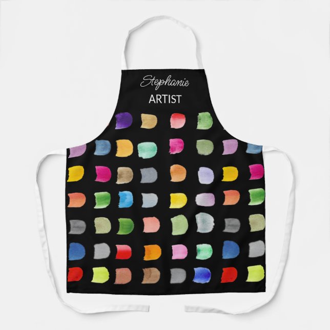 Personalised Abstract Pattern Artists Black Apron (Front)