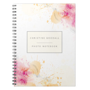 Personalised Abstract Pink and Bisque Modern Photo Notebook