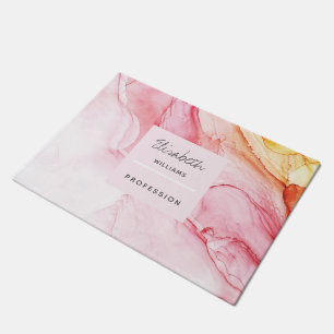 Personalised Abstract Pink Ink Paint Doormat