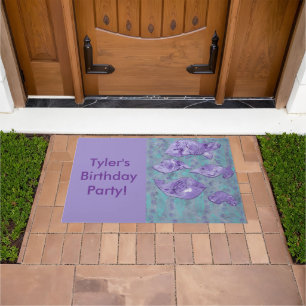 Personalised Abstract Purple Fish Birthday Doormat