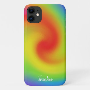 Personalised Abstract Rainbow Wave Artwork iPhone 11 Case