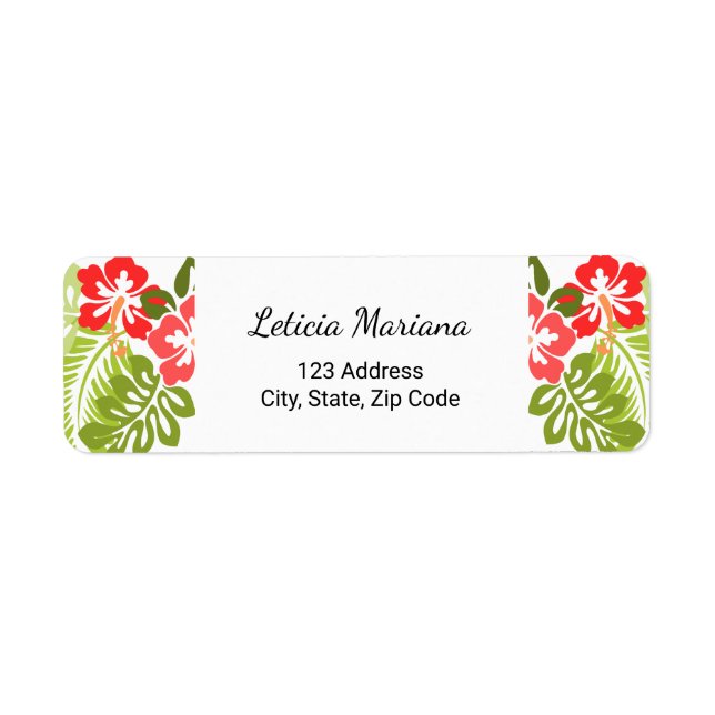 Personalised Abstract Red & Green Florals Return Address Label (Front)