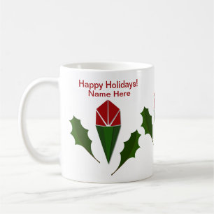 Personalised Abstract Red Roses & Holy Holiday Coffee Mug