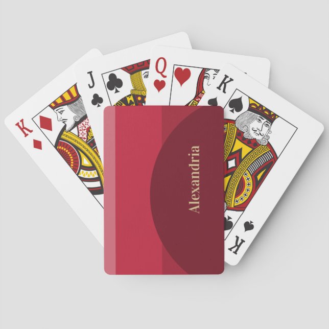 Personalised Abstract Red Stripe Playing Cards (Back)