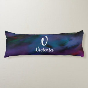 Personalised abstract smokey purples water colour body cushion