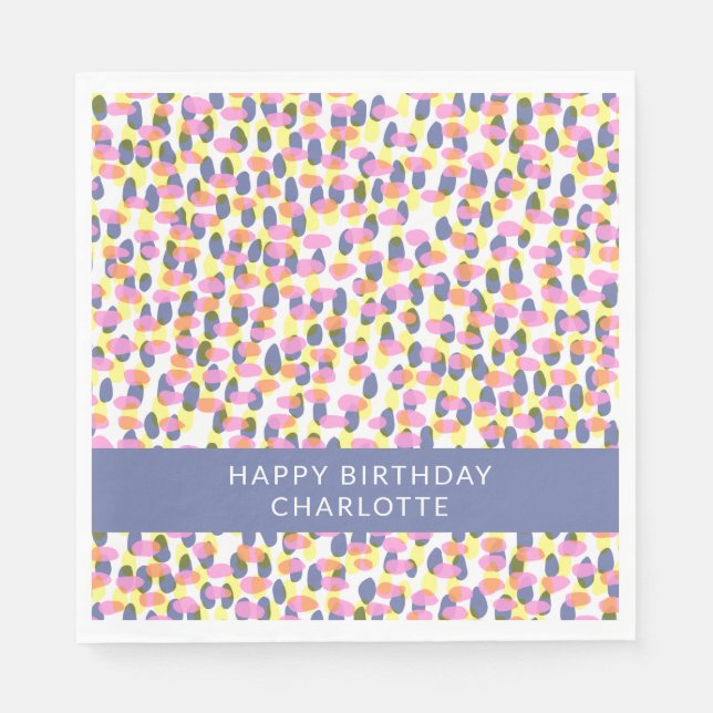 Personalised Abstract Watercolor Dots Birthday Napkin (Front)