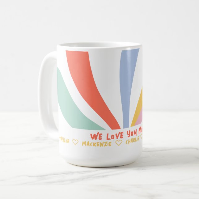 Personalised Abstract Wild Flower and Text  Coffee Mug (Front Left)