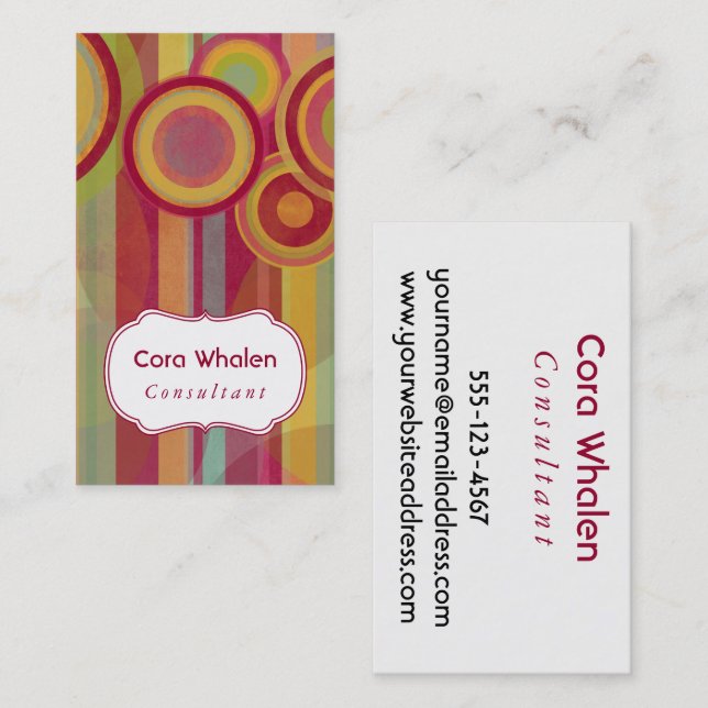 Personalised Abstract with Red, Greens, Yellows Business Card (Front/Back)