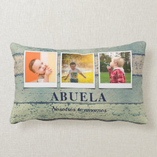 Personalised Abuela Grandchildren 3 Photo Collage Lumbar Cushion