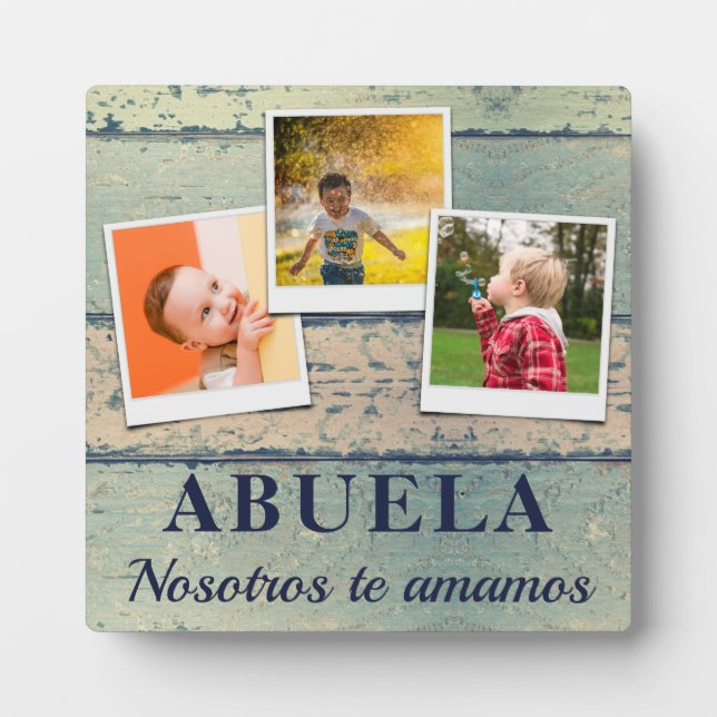 Personalised Abuela Kids Children 3 Photo Collage Plaque (Front)