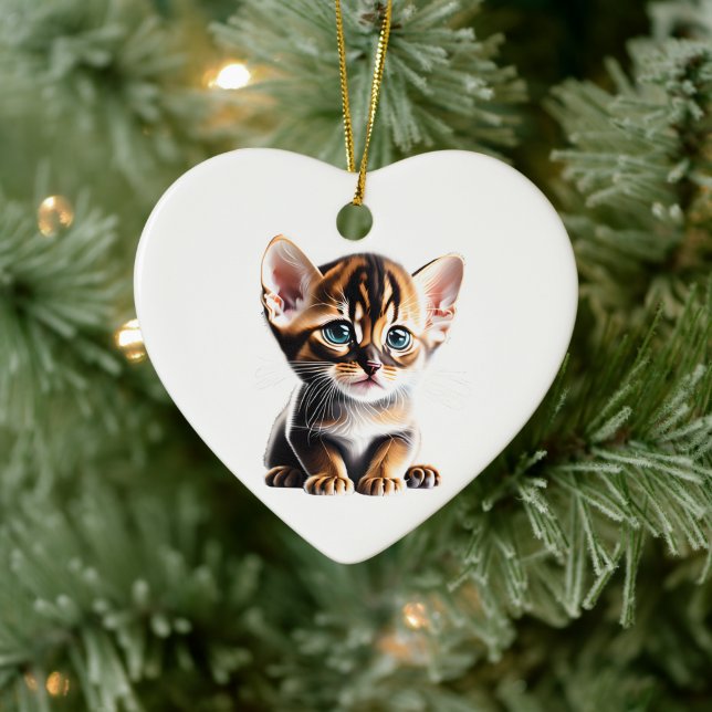 Personalised Abyssinian Kitten Ceramic Ornament (Tree)