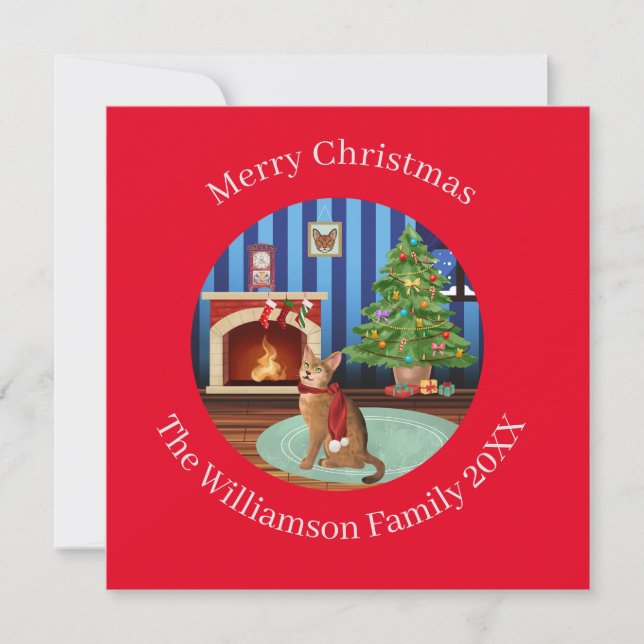 Personalised Abyssinian Kitty Cat Holiday Card (Front)
