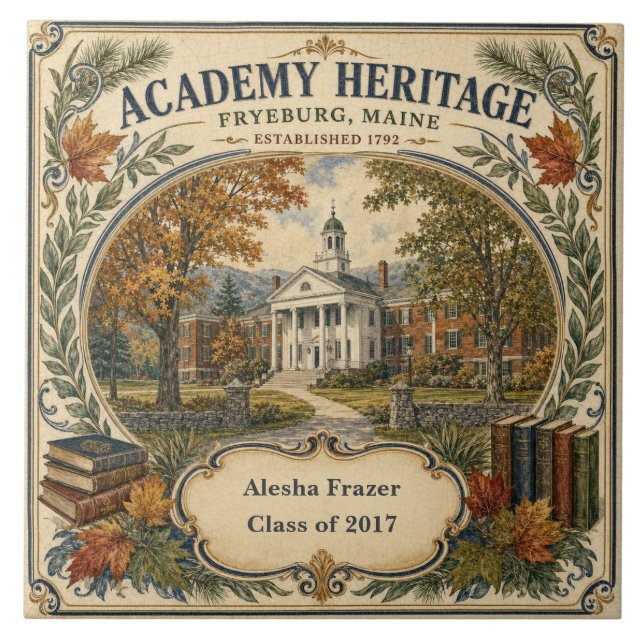 Personalised Academy Heritage Fryeburg Maine Ceramic Tile (Front)