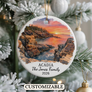 Personalised Acadia National Park, Custom Maine Ceramic Ornament