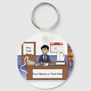 Personalised Accountant, Bookkeeper - Male Cartoon Key Ring