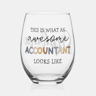 Personalised Accountant Funny Awesome Accountant Stemless Wine Glass