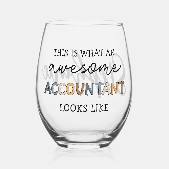 Personalised Accountant Funny Awesome Accountant Stemless Wine Glass (Front)