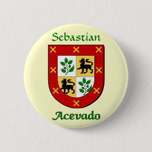 Personalised Acevado Family Shield 6 Cm Round Badge