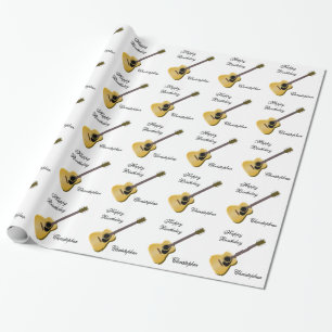 Personalised Acoustic Guitar Birthday Wrapping Paper