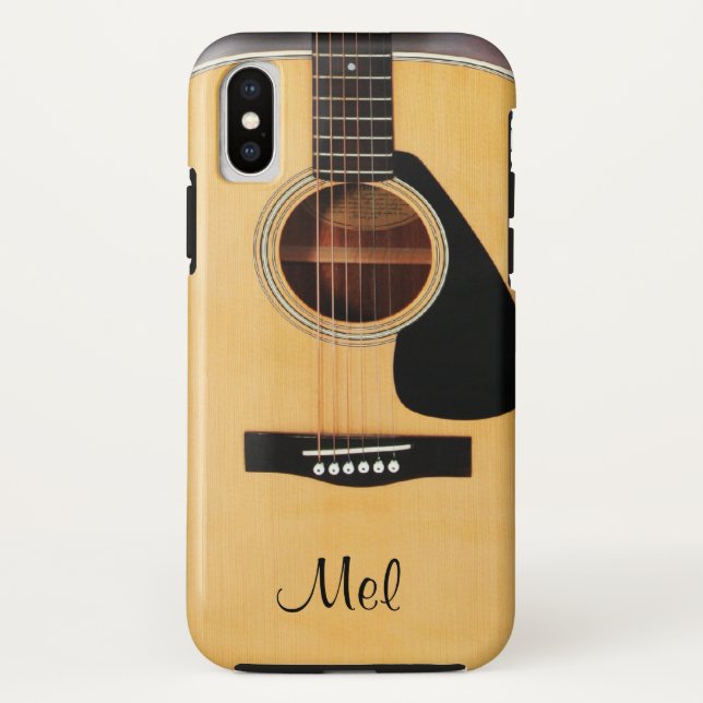 Personalised Acoustic Guitar iPhone X Case (Back)