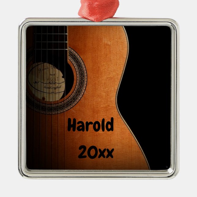 Personalised Acoustic Guitar Metal Ornament (Front)