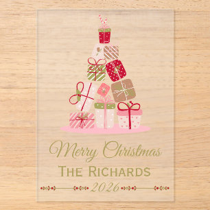 Personalised Acrylic Christmas Card Stacked Gifts Invitations