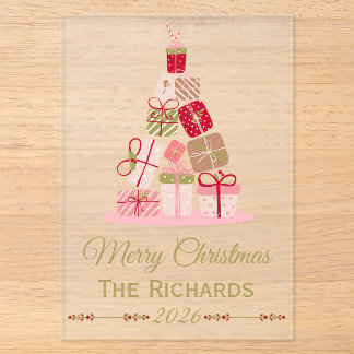 Personalised Acrylic Christmas Card Stacked Gifts Invitations