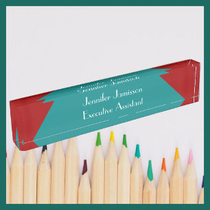 Personalised Acrylic Desk Nameplate, Turquoise Nameplate